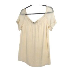 Theory  100% Silk Ivory ruffled raw hem layered Georgette blouse SP